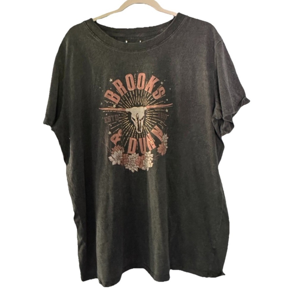Brooks & Dunn Metal Rodeo Country Music Graphic Tee Mens Size 3XL Gray Longhorn